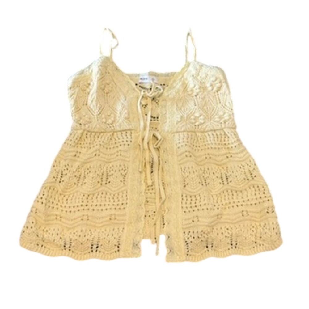 Hollister Crochet Style Tie Front Sweater Tank in Yellow, Size M - Picture 2 of 5